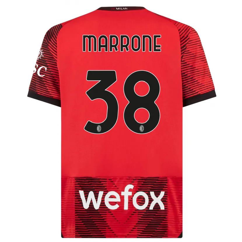 Danxen Niño Camiseta Federico Marrone #38 Negro Rojo 1ª Equipación 2023/24 La Camisa