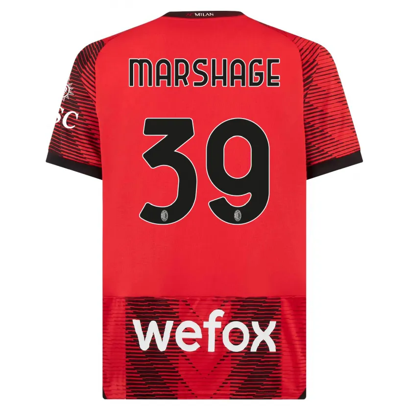 Danxen Niño Camiseta Wilgot Marshage #39 Negro Rojo 1ª Equipación 2023/24 La Camisa