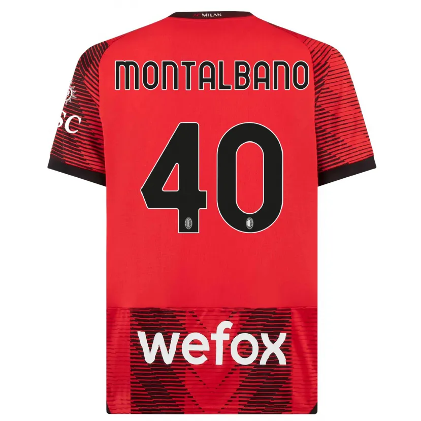 Danxen Niño Camiseta Nicolo Montalbano #40 Negro Rojo 1ª Equipación 2023/24 La Camisa