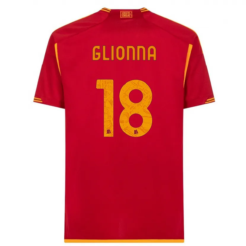 Danxen Niño Camiseta Benedetta Glionna #18 Rojo 1ª Equipación 2023/24 La Camisa