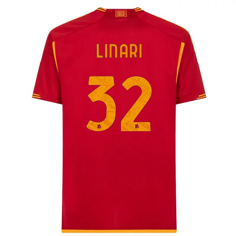 Danxen Niño Camiseta Elena Linari #32 Rojo 1ª Equipación 2023/24 La Camisa