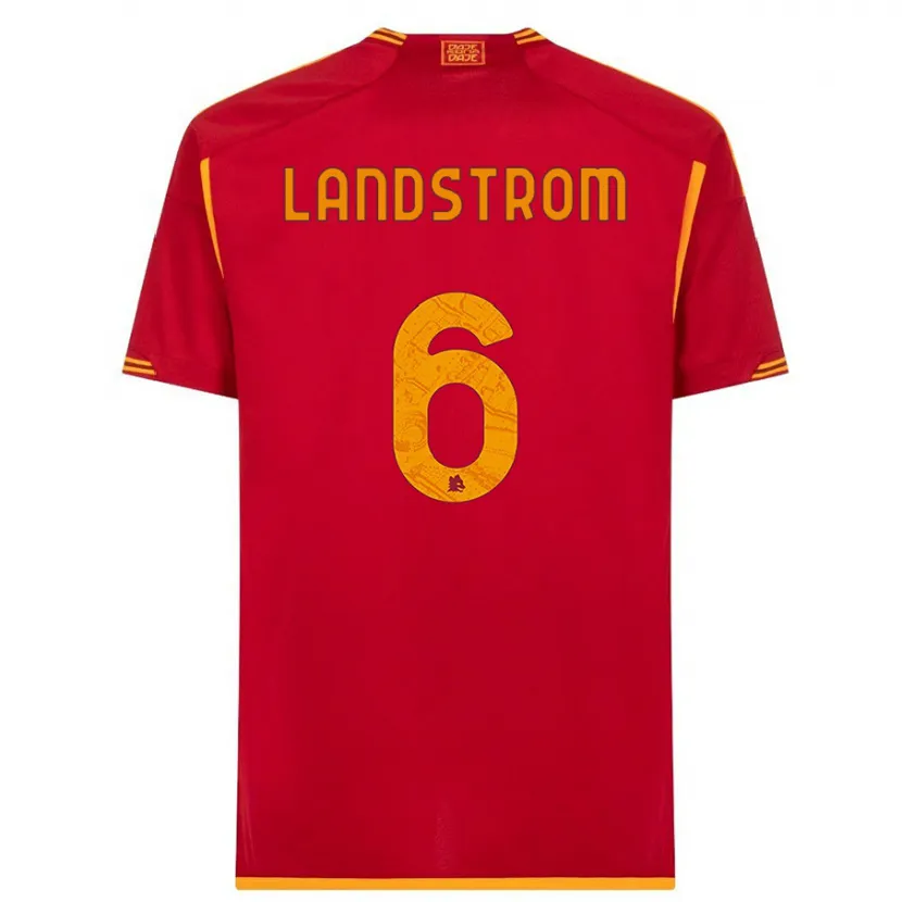 Danxen Niño Camiseta Elin Landstrom #6 Rojo 1ª Equipación 2023/24 La Camisa