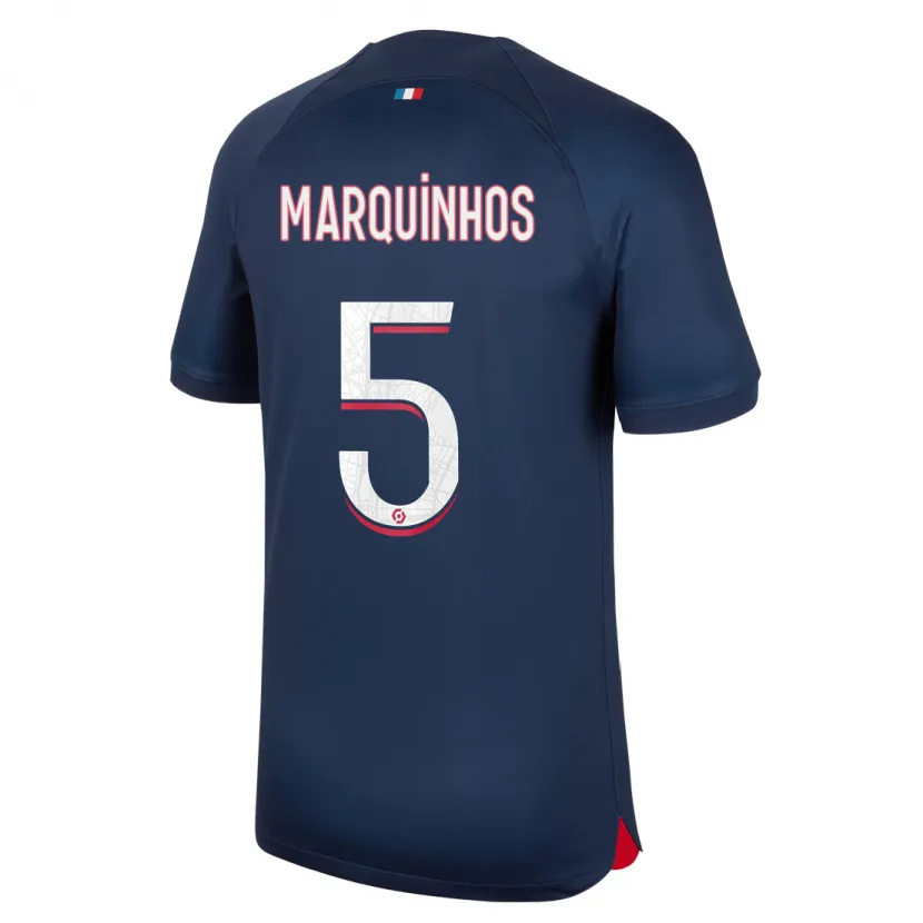 Danxen Niño Camiseta Marquinhos #5 Azul Rojo 1ª Equipación 2023/24 La Camisa