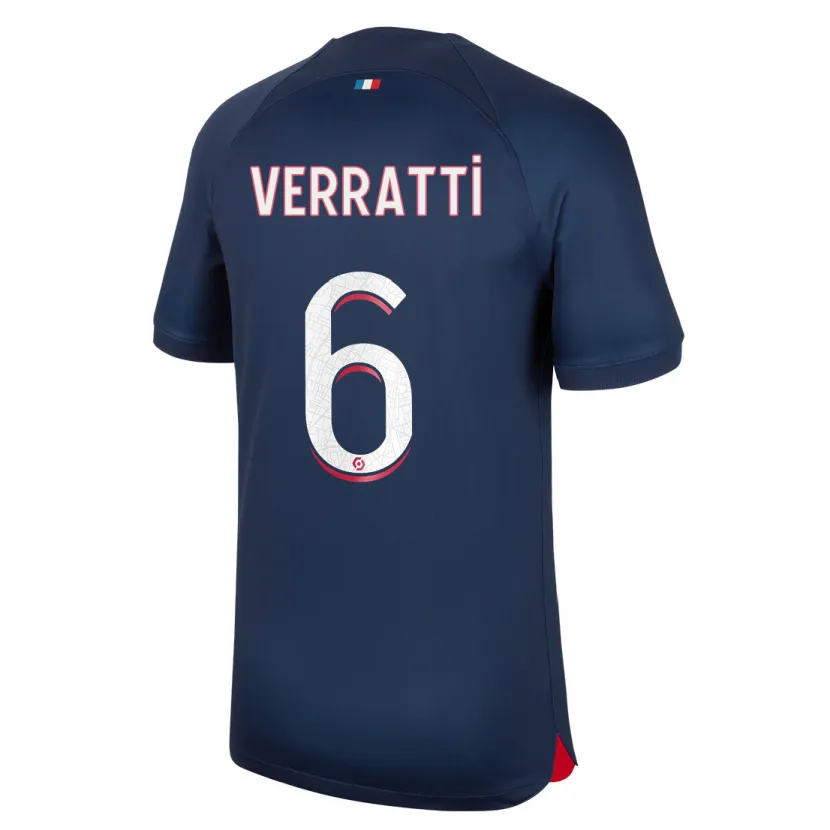 Danxen Niño Camiseta Marco Verratti #6 Azul Rojo 1ª Equipación 2023/24 La Camisa