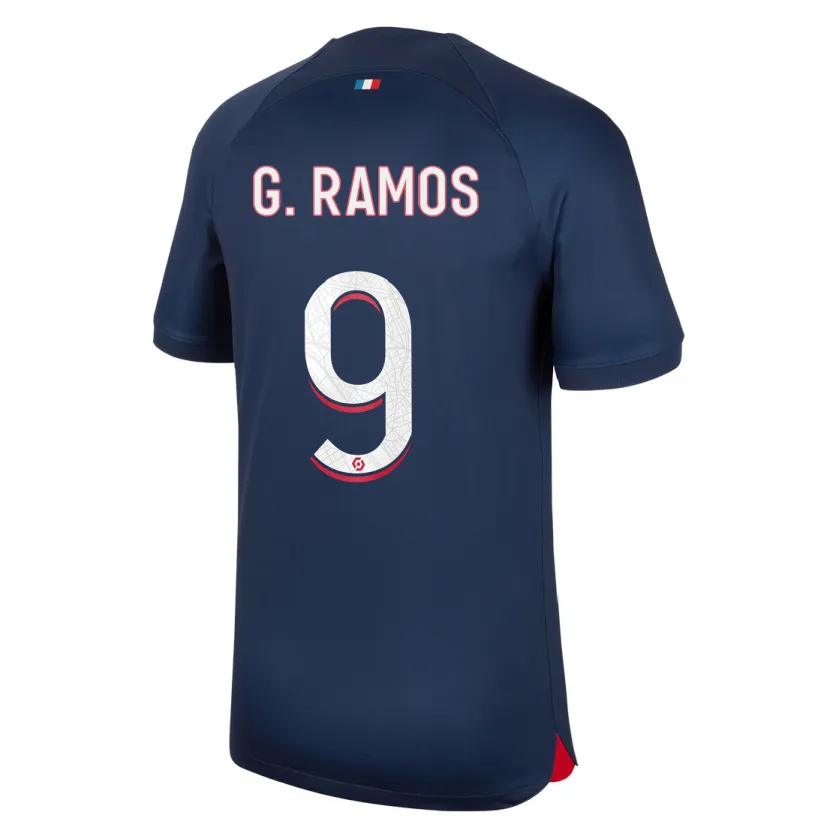 Danxen Niño Camiseta Gonçalo Ramos #9 Azul Rojo 1ª Equipación 2023/24 La Camisa