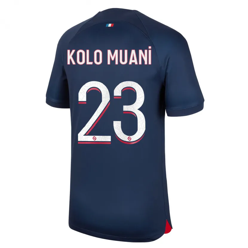 Danxen Niño Camiseta Randal Kolo Muani #23 Azul Rojo 1ª Equipación 2023/24 La Camisa