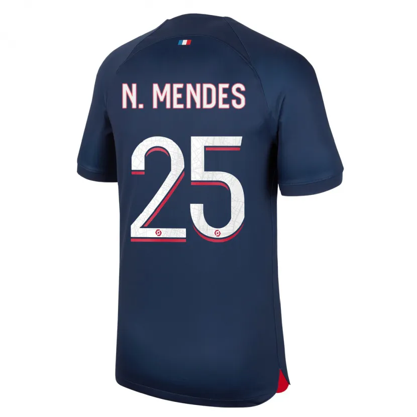 Danxen Niño Camiseta Nuno Mendes #25 Azul Rojo 1ª Equipación 2023/24 La Camisa