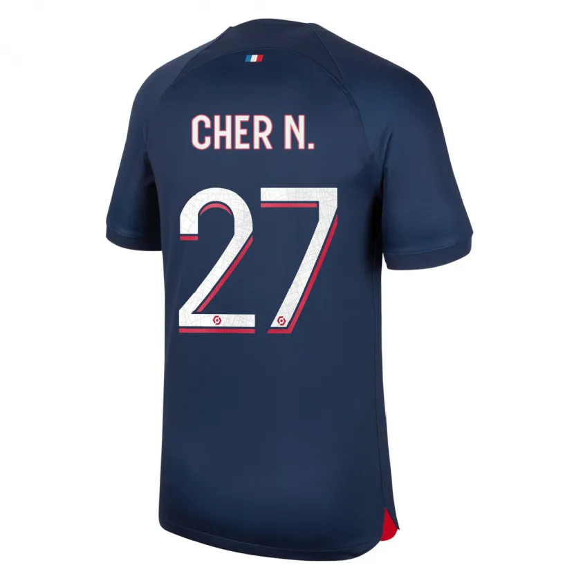 Danxen Niño Camiseta Cher Ndour #27 Azul Rojo 1ª Equipación 2023/24 La Camisa