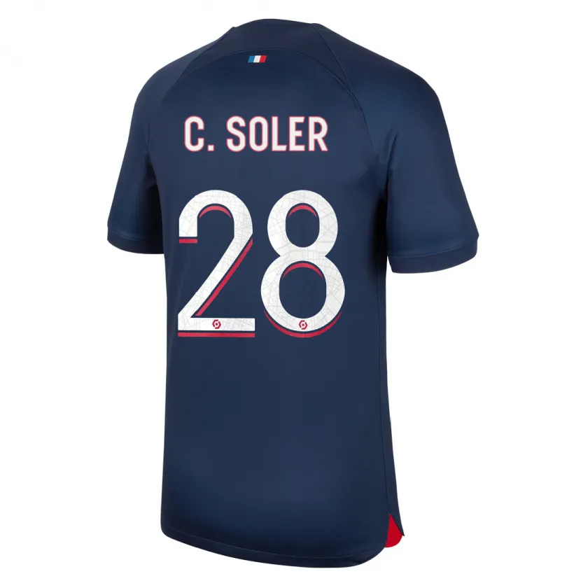 Danxen Niño Camiseta Carlos Soler #28 Azul Rojo 1ª Equipación 2023/24 La Camisa