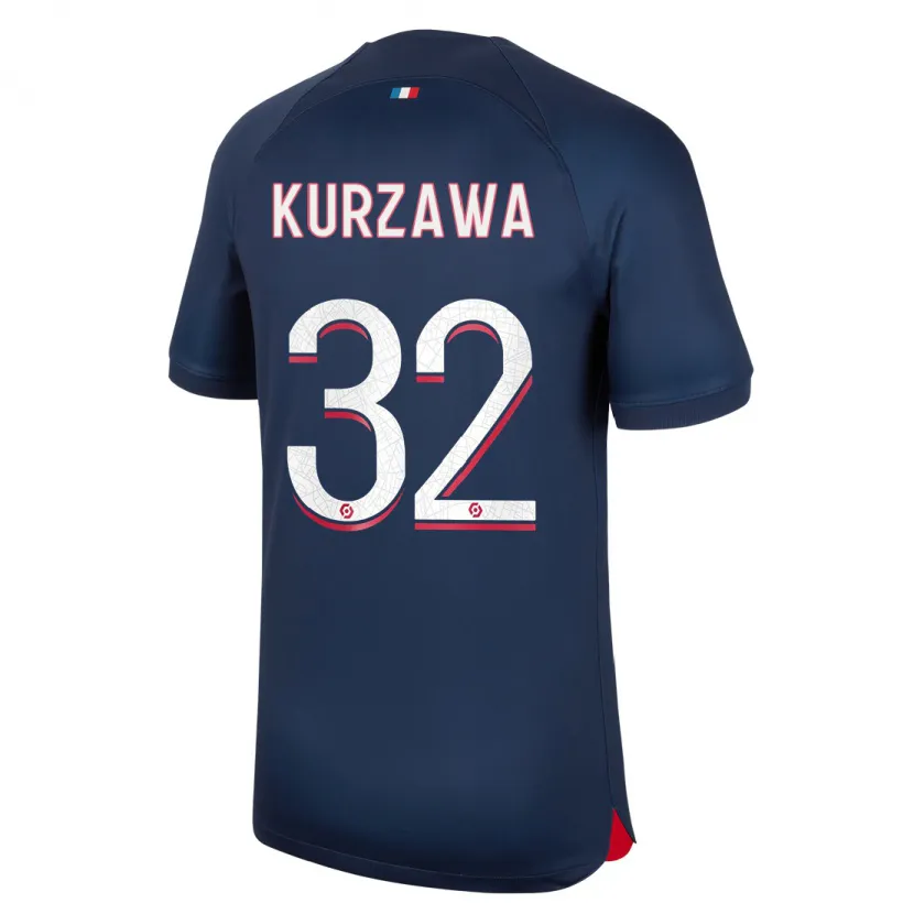 Danxen Niño Camiseta Layvin Kurzawa #32 Azul Rojo 1ª Equipación 2023/24 La Camisa