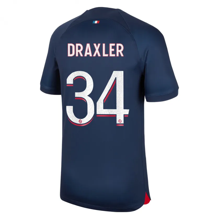 Danxen Niño Camiseta Julian Draxler #34 Azul Rojo 1ª Equipación 2023/24 La Camisa