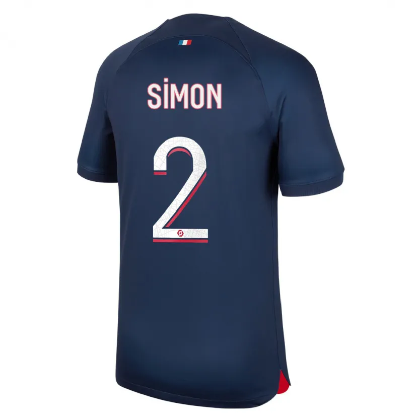 Danxen Niño Camiseta Benedicte Simon #2 Azul Rojo 1ª Equipación 2023/24 La Camisa