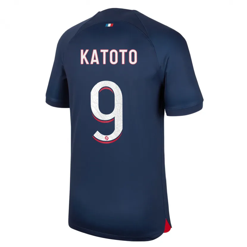 Danxen Niño Camiseta Marie-Antoinette Katoto #9 Azul Rojo 1ª Equipación 2023/24 La Camisa