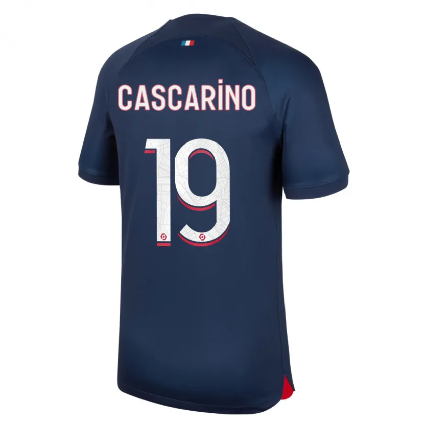 Danxen Niño Camiseta Estelle Cascarino #19 Azul Rojo 1ª Equipación 2023/24 La Camisa