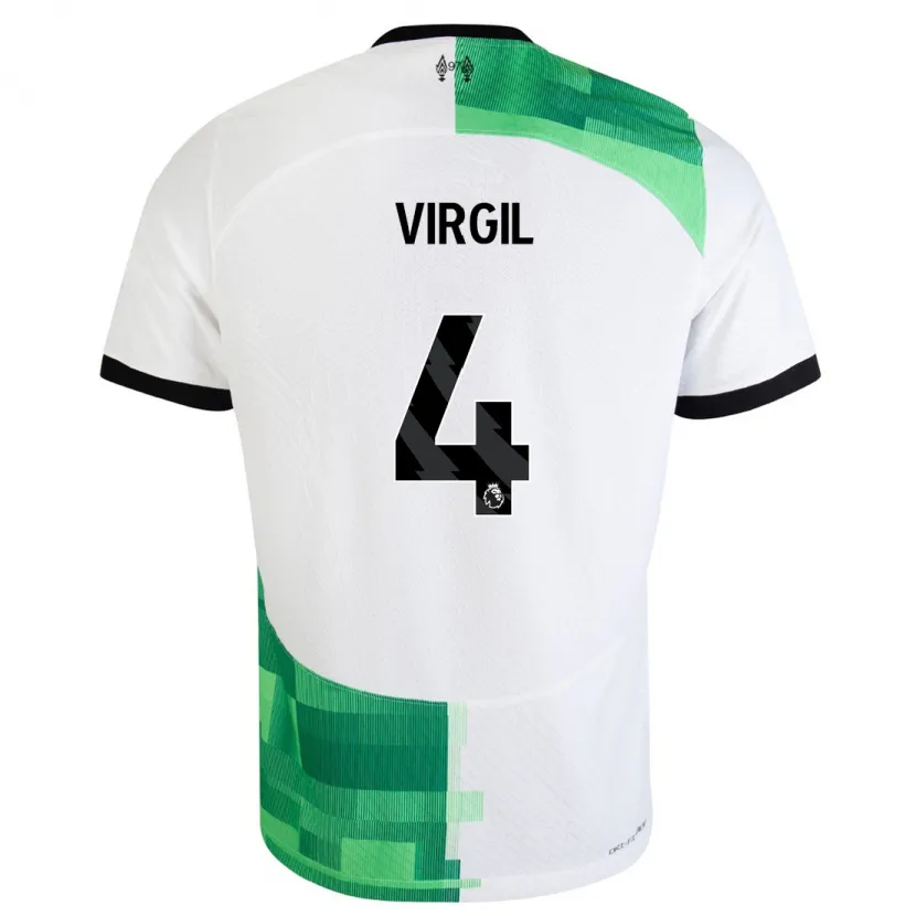 Danxen Niño Camiseta Virgil Van Dijk #4 Blanco Verde 2ª Equipación 2023/24 La Camisa