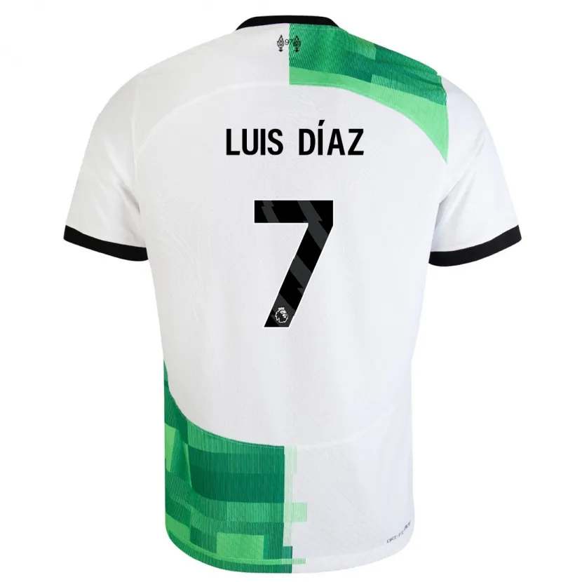 Danxen Niño Camiseta Luis Díaz #7 Blanco Verde 2ª Equipación 2023/24 La Camisa