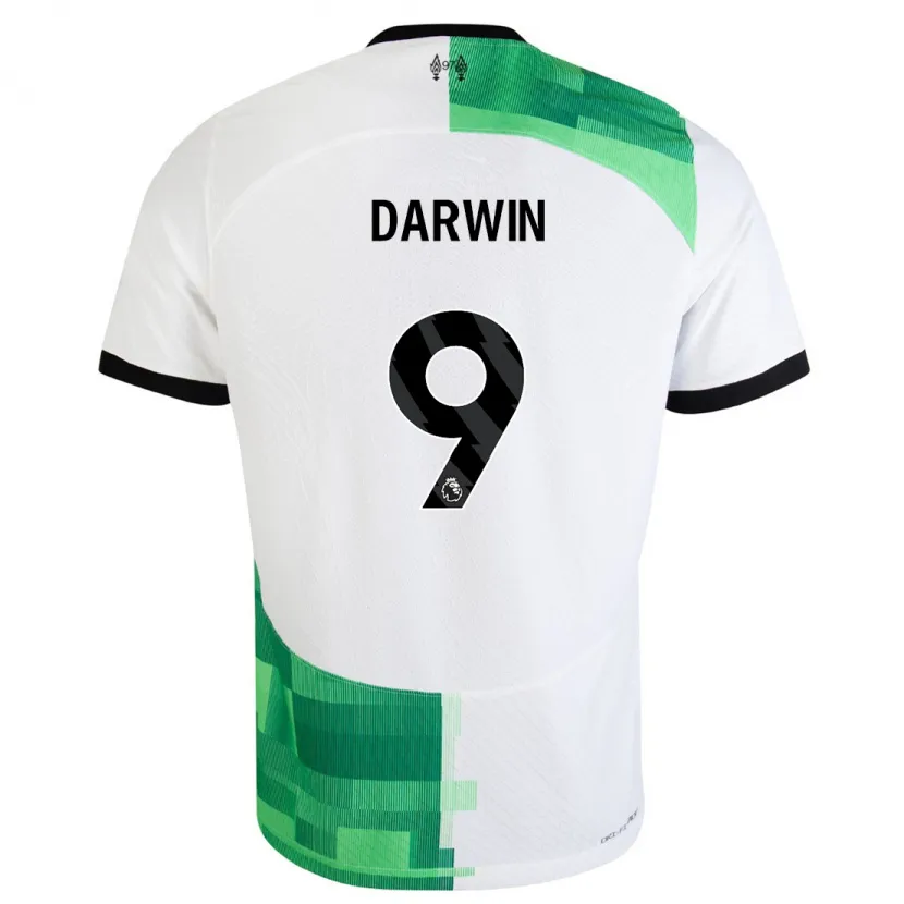 Danxen Niño Camiseta Darwin Núñez #9 Blanco Verde 2ª Equipación 2023/24 La Camisa