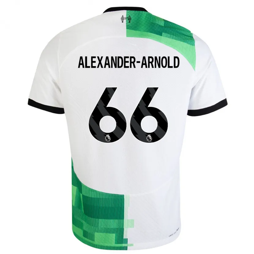 Danxen Niño Camiseta Trent Alexander-Arnold #66 Blanco Verde 2ª Equipación 2023/24 La Camisa