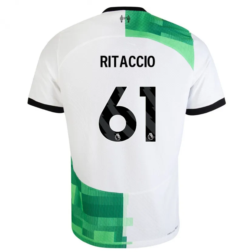 Danxen Niño Camiseta Matteo Ritaccio #61 Blanco Verde 2ª Equipación 2023/24 La Camisa