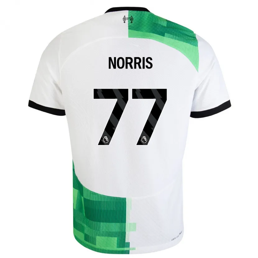 Danxen Niño Camiseta James Norris #77 Blanco Verde 2ª Equipación 2023/24 La Camisa