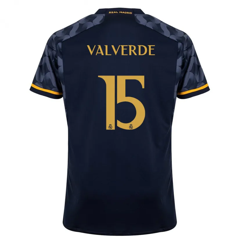 Danxen Niño Camiseta Federico Valverde #15 Azul Oscuro 2ª Equipación 2023/24 La Camisa