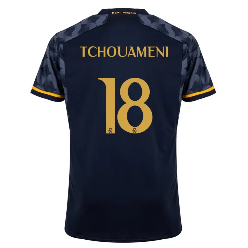 Danxen Niño Camiseta Aurélien Tchouaméni #18 Azul Oscuro 2ª Equipación 2023/24 La Camisa