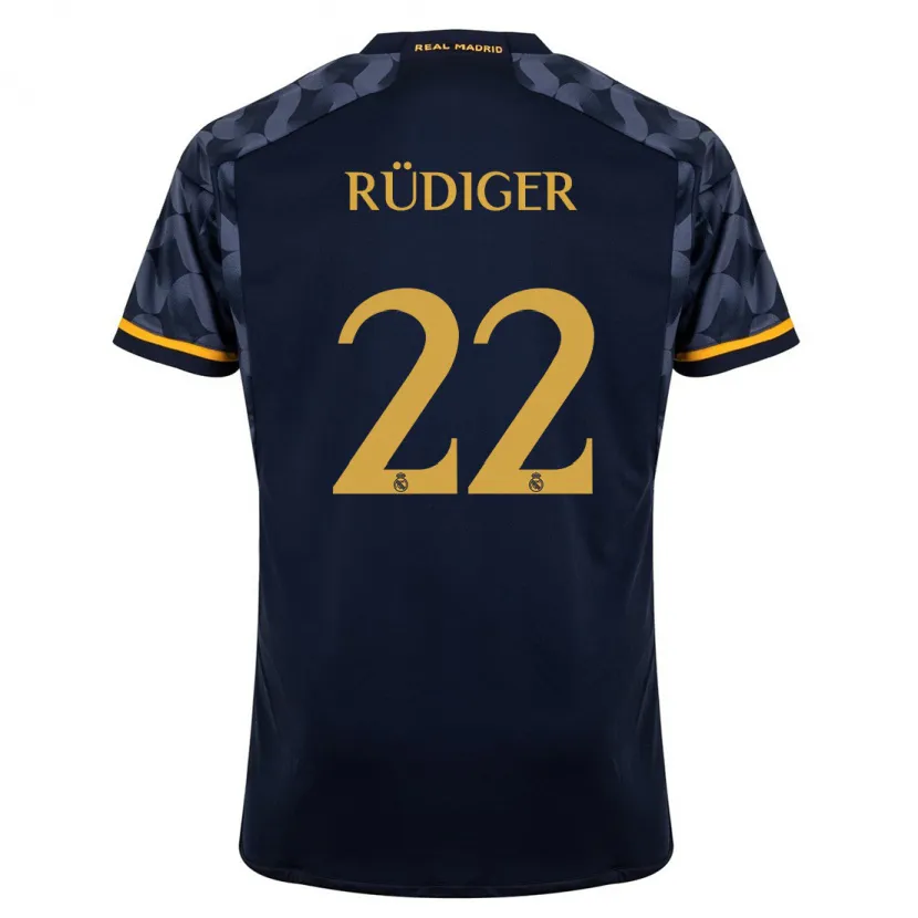 Danxen Niño Camiseta Antonio Rüdiger #22 Azul Oscuro 2ª Equipación 2023/24 La Camisa