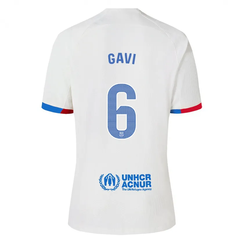 Danxen Niño Camiseta Gavi #6 Blanco 2ª Equipación 2023/24 La Camisa