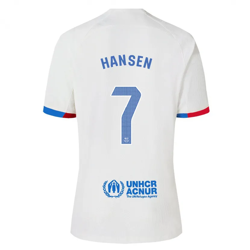 Danxen Niño Camiseta Caroline Graham Hansen #7 Blanco 2ª Equipación 2023/24 La Camisa