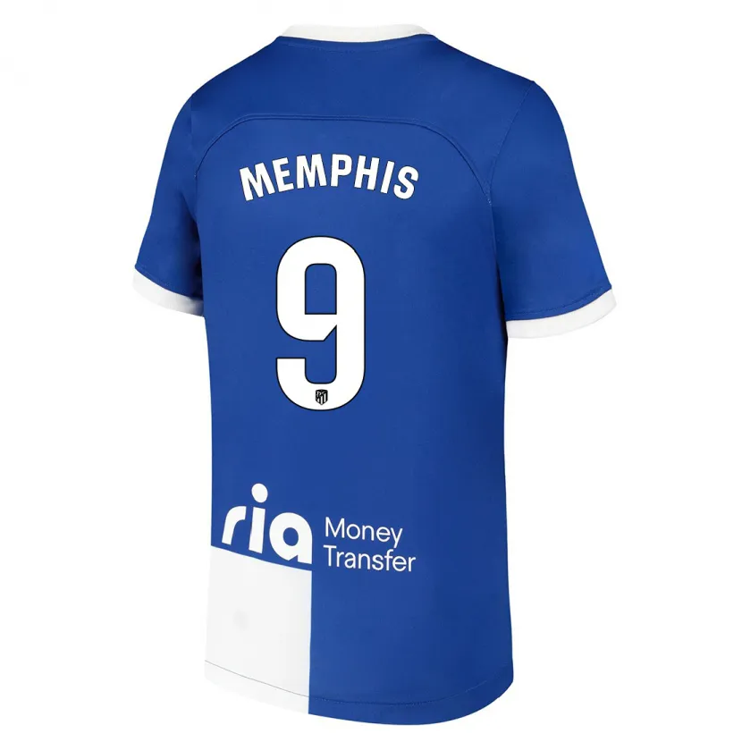 Danxen Niño Camiseta Memphis Depay #9 Azul Blanco 2ª Equipación 2023/24 La Camisa