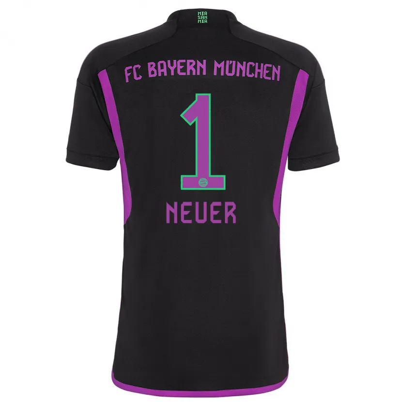 Danxen Niño Camiseta Manuel Neuer #1 Negro 2ª Equipación 2023/24 La Camisa