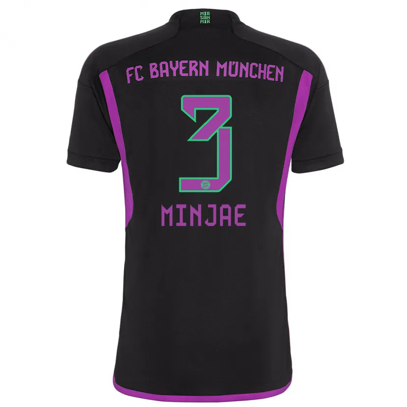 Danxen Niño Camiseta Min-Jae Kim #3 Negro 2ª Equipación 2023/24 La Camisa