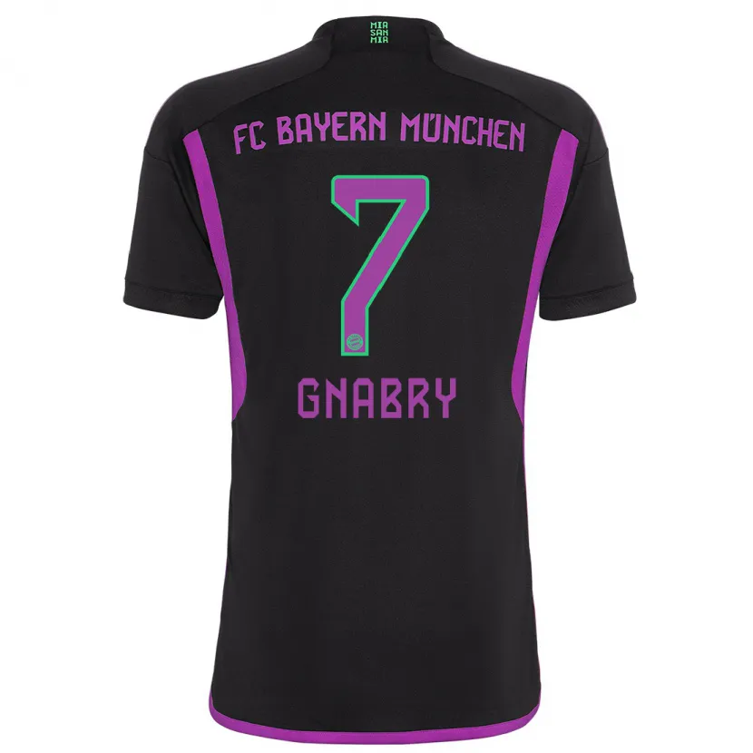 Danxen Niño Camiseta Serge Gnabry #7 Negro 2ª Equipación 2023/24 La Camisa