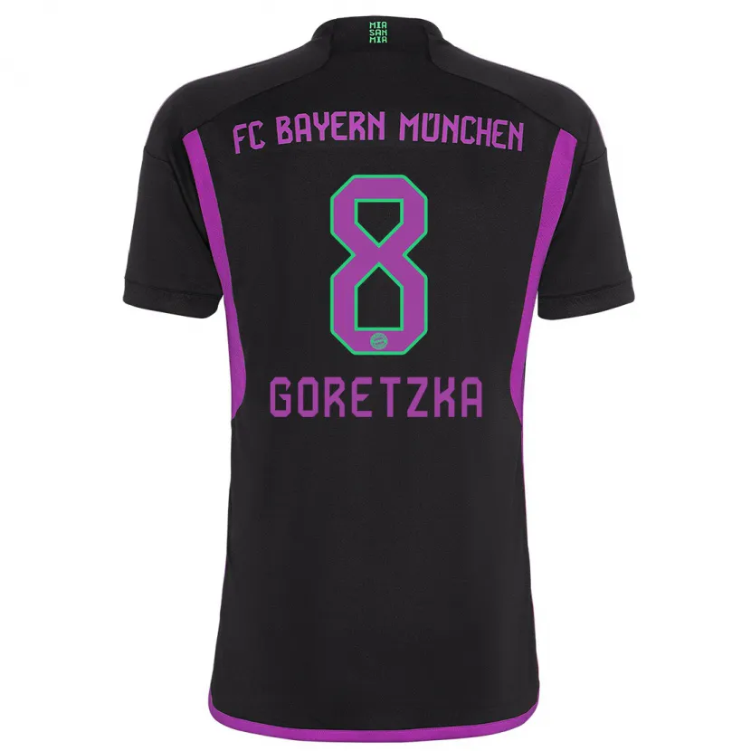 Danxen Niño Camiseta Leon Goretzka #8 Negro 2ª Equipación 2023/24 La Camisa