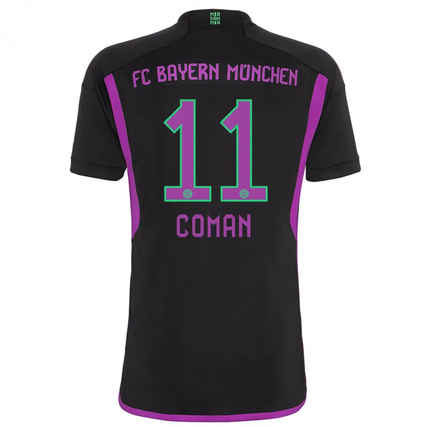 Danxen Niño Camiseta Kingsley Coman #11 Negro 2ª Equipación 2023/24 La Camisa