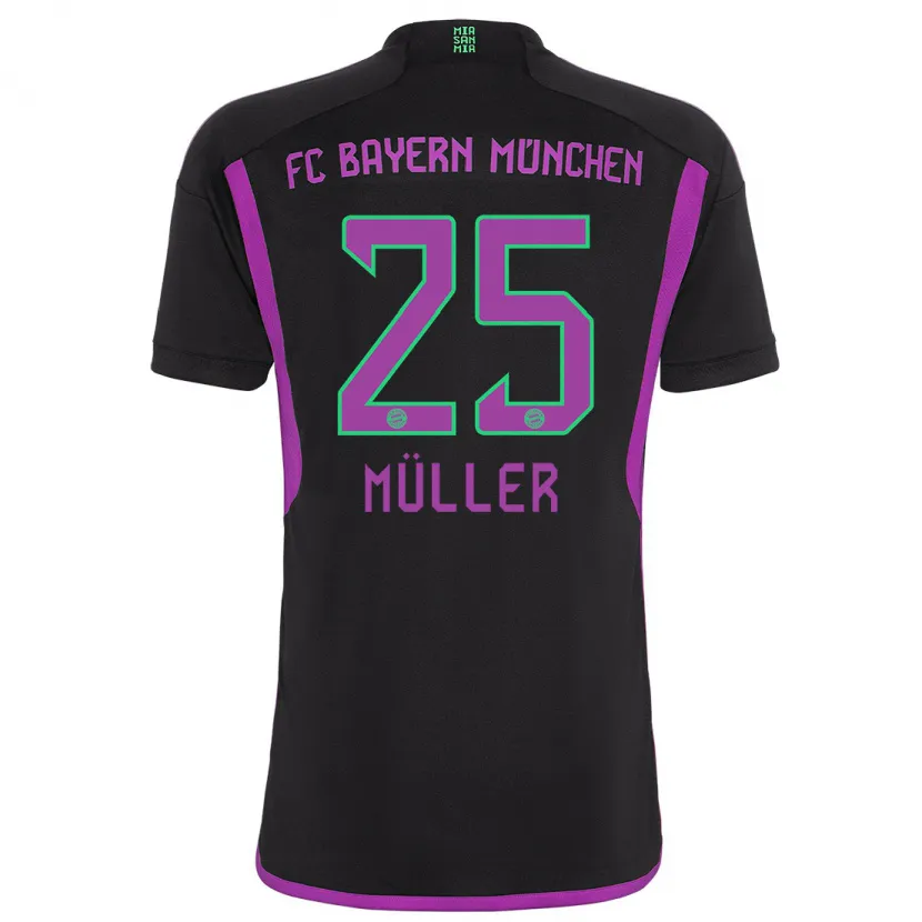 Danxen Niño Camiseta Thomas Müller #25 Negro 2ª Equipación 2023/24 La Camisa