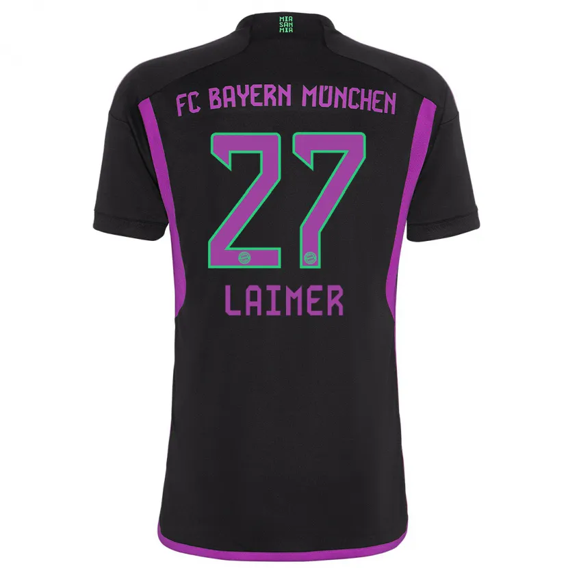 Danxen Niño Camiseta Konrad Laimer #27 Negro 2ª Equipación 2023/24 La Camisa