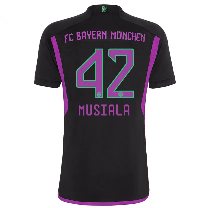 Danxen Niño Camiseta Jamal Musiala #42 Negro 2ª Equipación 2023/24 La Camisa