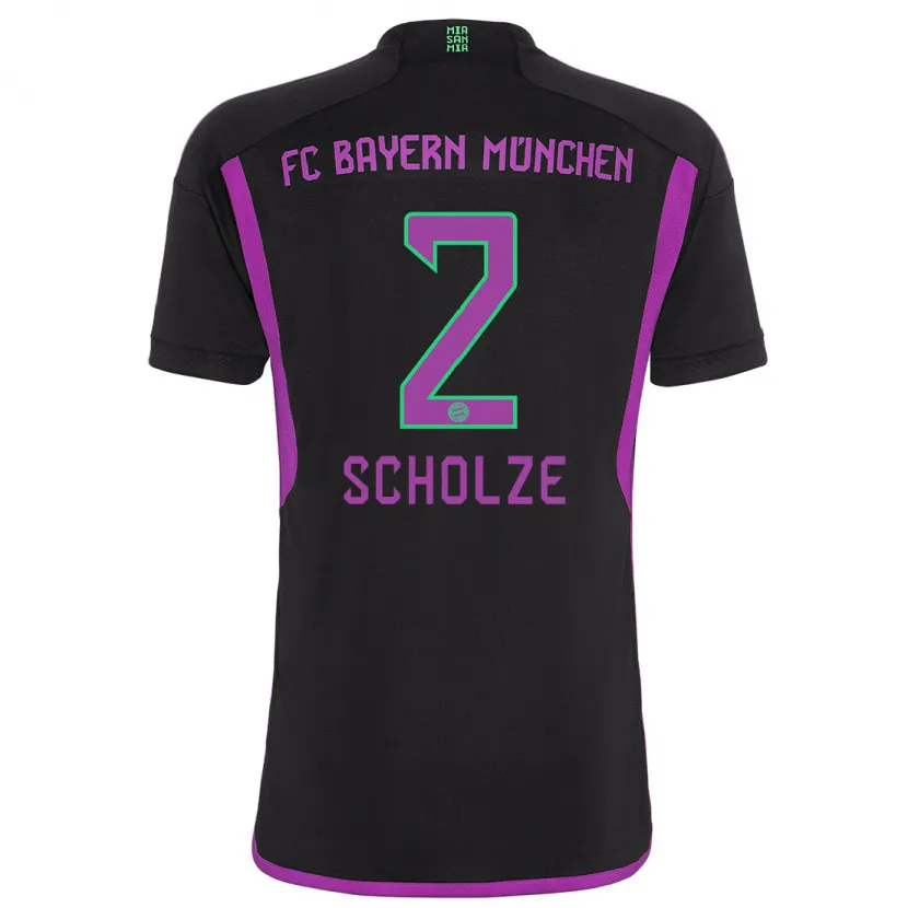 Danxen Niño Camiseta Max Scholze #2 Negro 2ª Equipación 2023/24 La Camisa