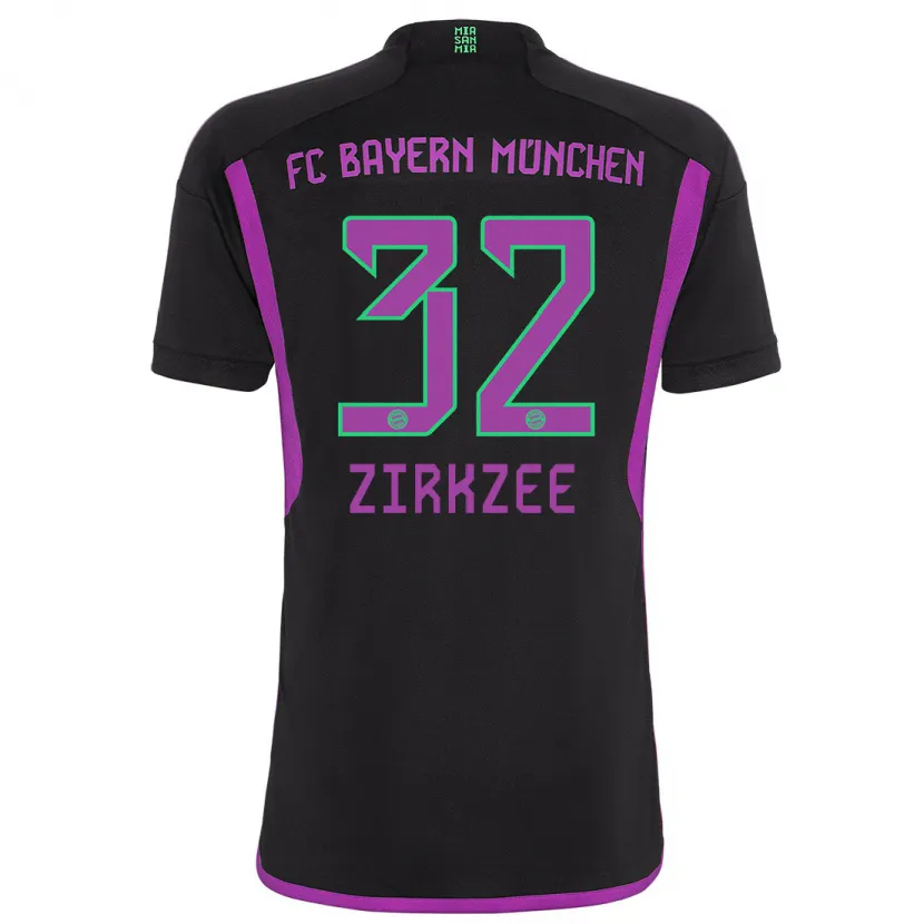 Danxen Niño Camiseta Joshua Zirkzee #32 Negro 2ª Equipación 2023/24 La Camisa