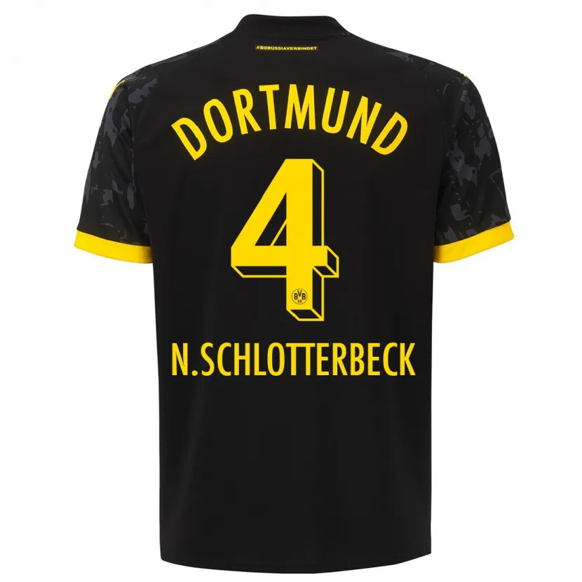 Danxen Niño Camiseta Nico Schlotterbeck #4 Negro 2ª Equipación 2023/24 La Camisa