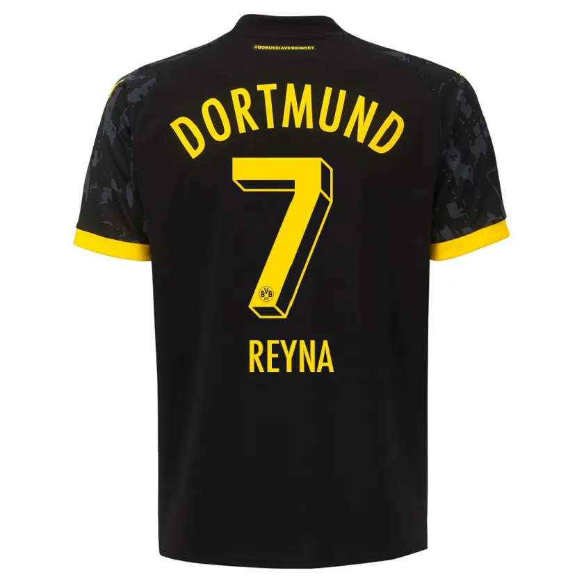 Danxen Niño Camiseta Giovanni Reyna #7 Negro 2ª Equipación 2023/24 La Camisa