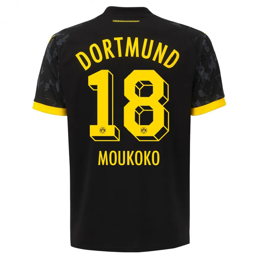 Danxen Niño Camiseta Youssoufa Moukoko #18 Negro 2ª Equipación 2023/24 La Camisa