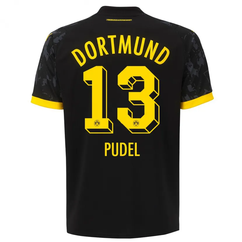 Danxen Niño Camiseta Bjarne Pudel #13 Negro 2ª Equipación 2023/24 La Camisa