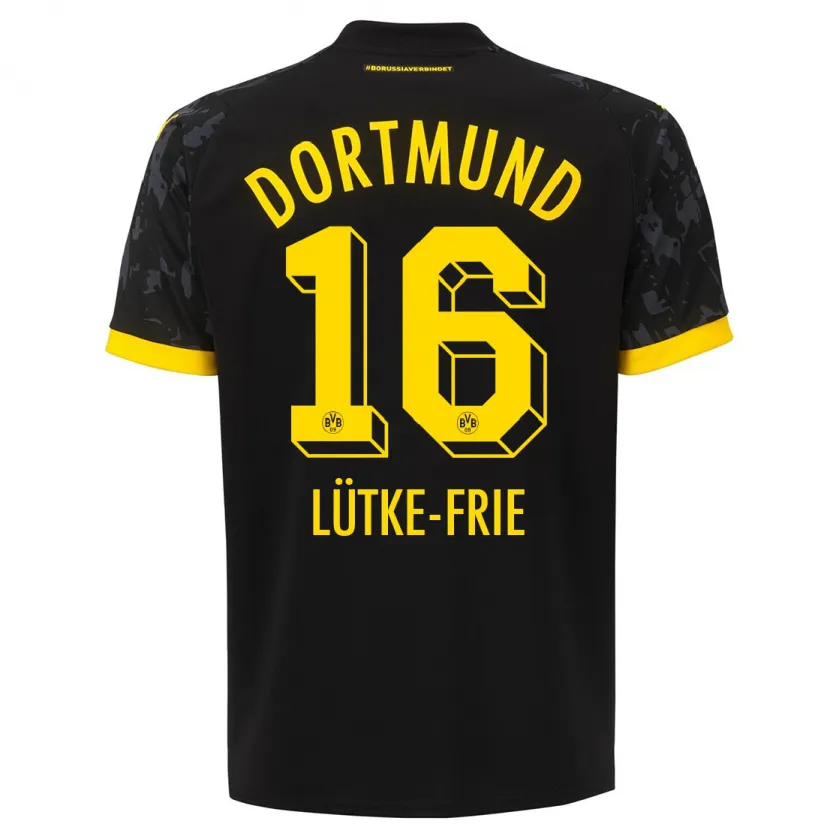 Danxen Niño Camiseta Dennis Lütke-Frie #16 Negro 2ª Equipación 2023/24 La Camisa