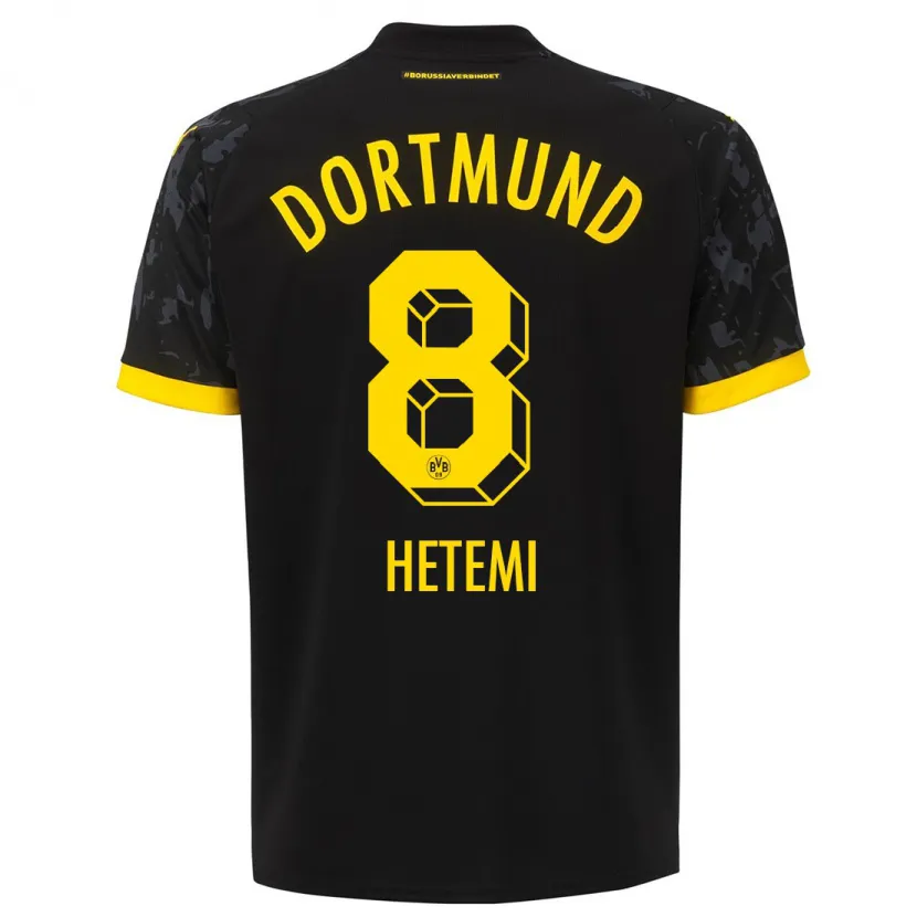 Danxen Niño Camiseta Rilind Hetemi #8 Negro 2ª Equipación 2023/24 La Camisa