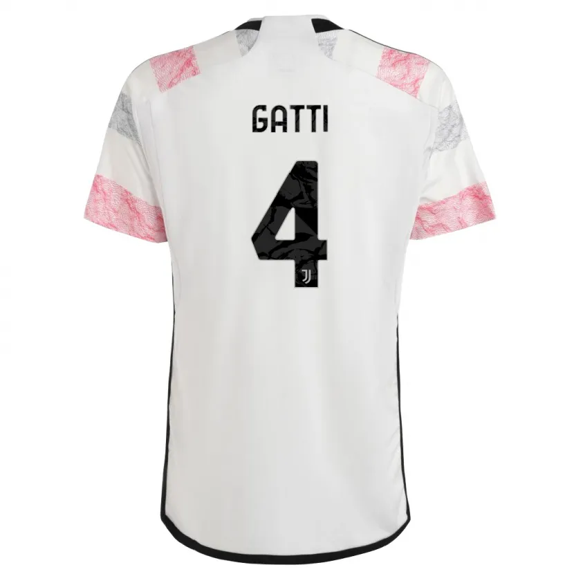 Danxen Niño Camiseta Federico Gatti #4 Blanco Rosa 2ª Equipación 2023/24 La Camisa