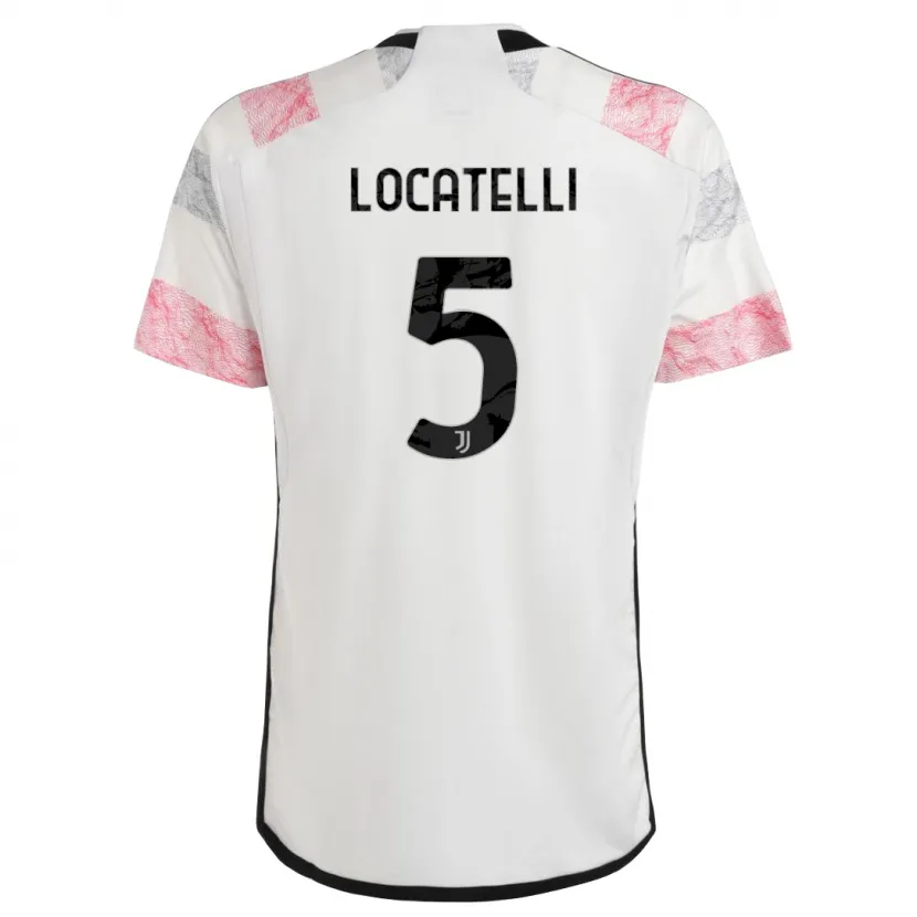 Danxen Niño Camiseta Manuel Locatelli #5 Blanco Rosa 2ª Equipación 2023/24 La Camisa