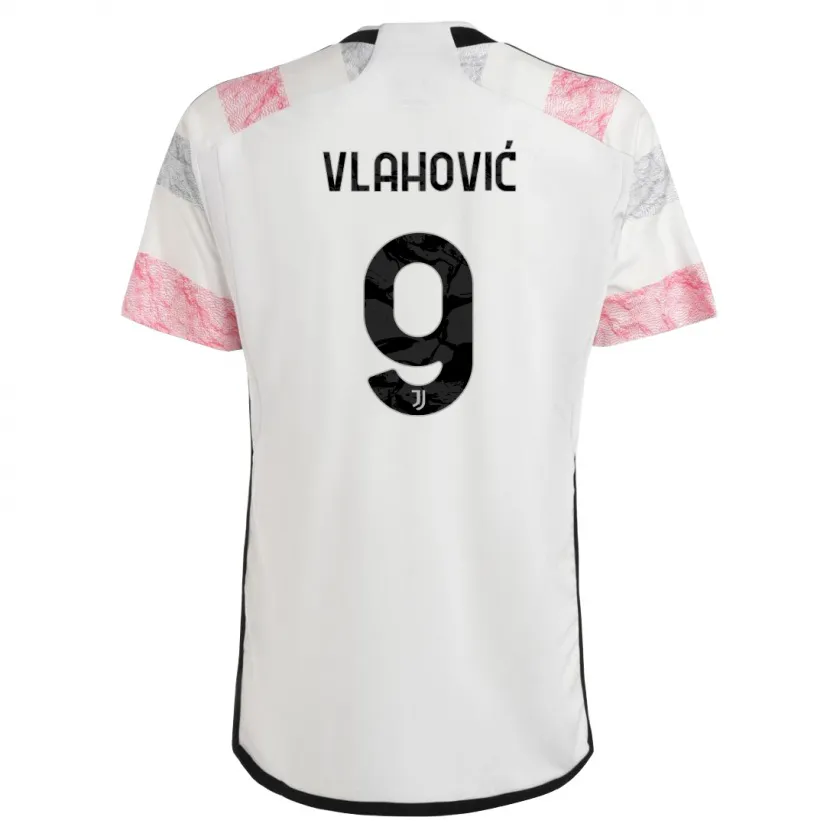 Danxen Niño Camiseta Dusan Vlahovic #9 Blanco Rosa 2ª Equipación 2023/24 La Camisa