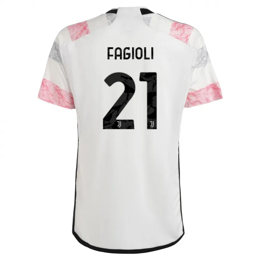 Danxen Niño Camiseta Nicolò Fagioli #21 Blanco Rosa 2ª Equipación 2023/24 La Camisa